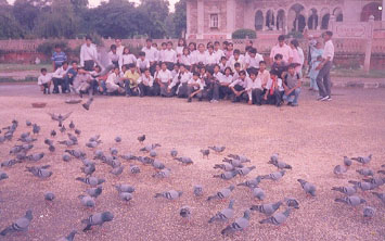 A group of school children on tour