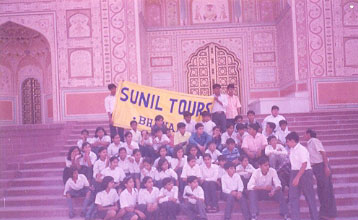A group of school children on tour