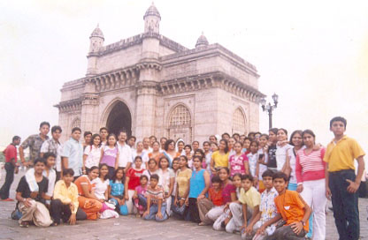 A group of school children on tour