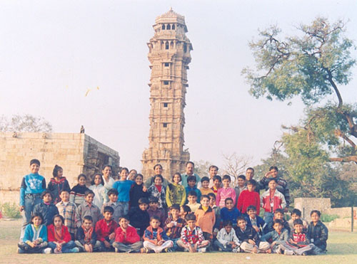A group of school children on tour